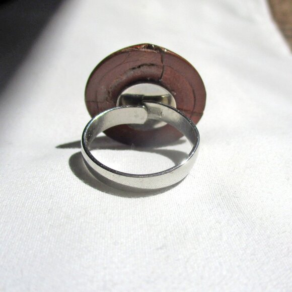 Totally Mid Century Modern Mod 60s 70s Look Large Button Statement Ring! Jewelry - Picture 5 of 11